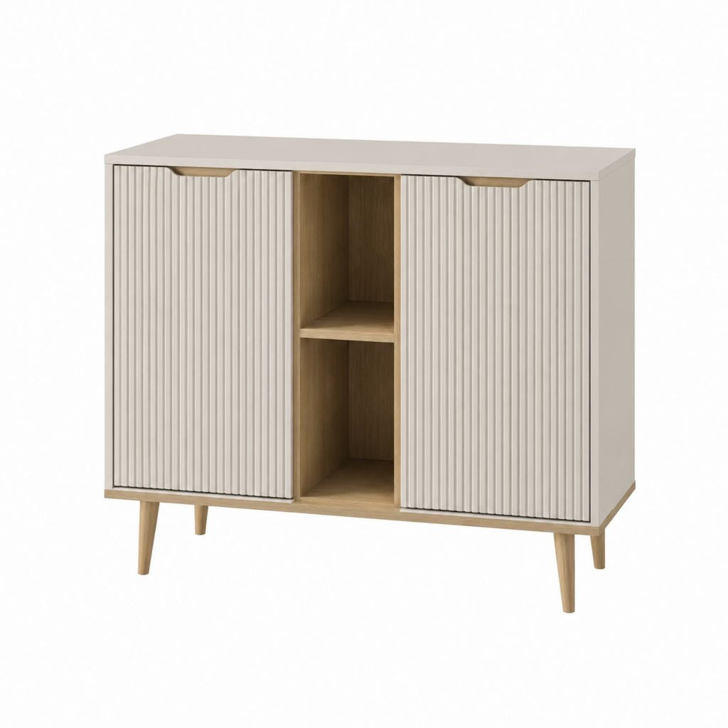 Sideboard Beige aus Spanplatte und Massivholz rechteckig 120 x 40 x 90 cm