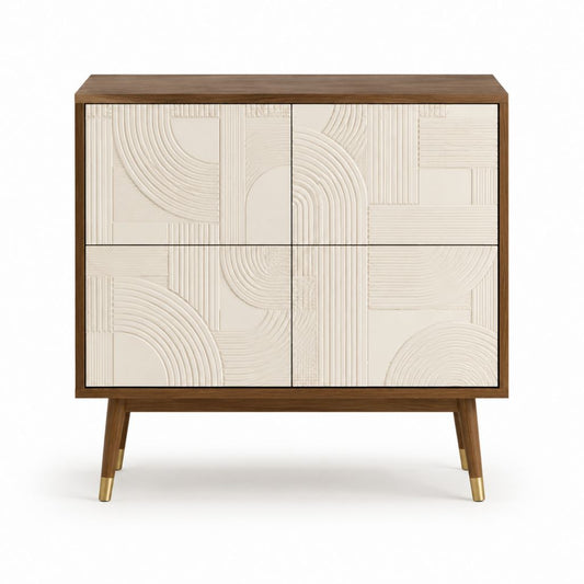 Sideboard mit 4 Türen in Nussbaum und Creme MDF 100 x 40 x 110 cm