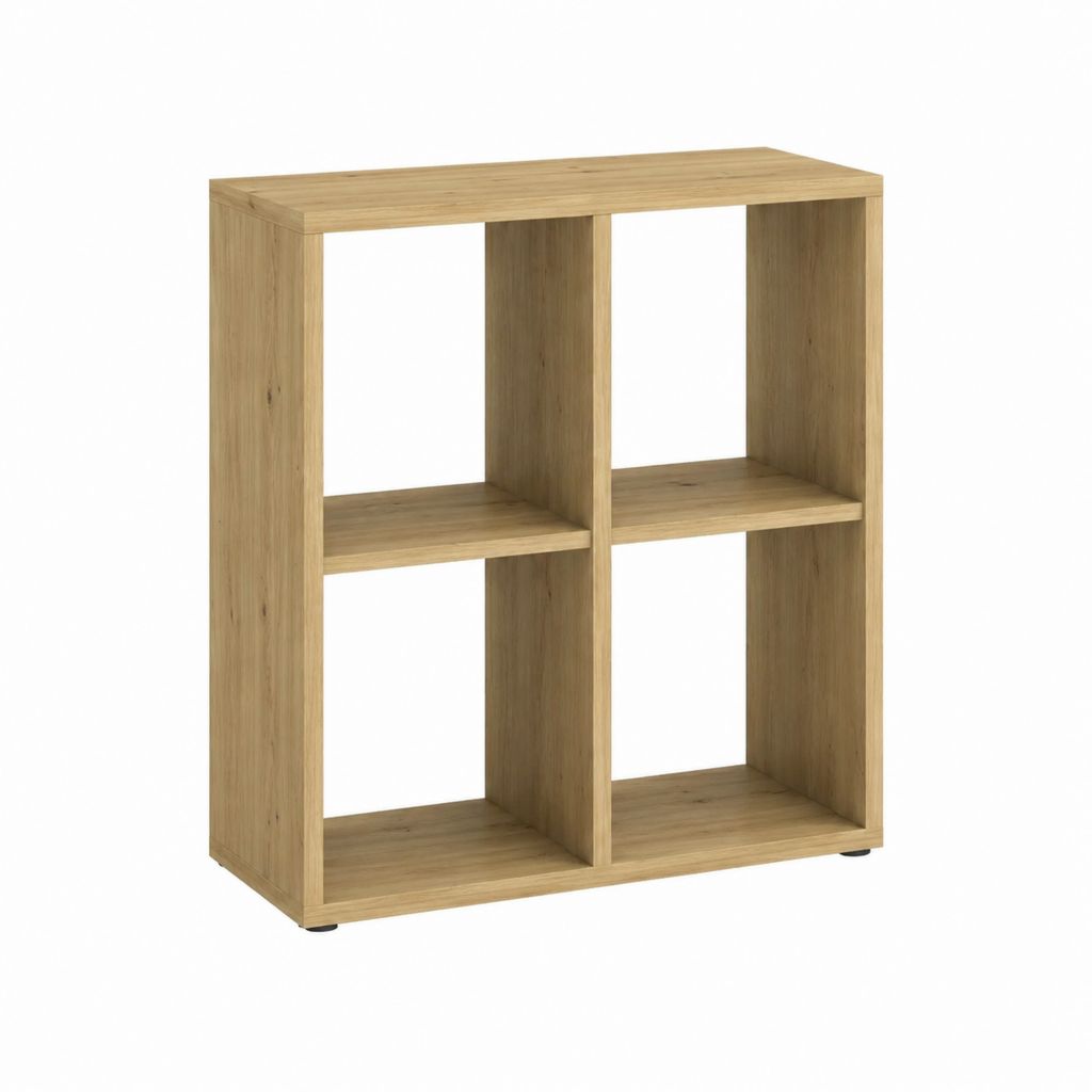 Bücherregal mit 4 offenen Fächern Eiche-Optik Spanplatte rechteckig 60 x 90 x 30 cm