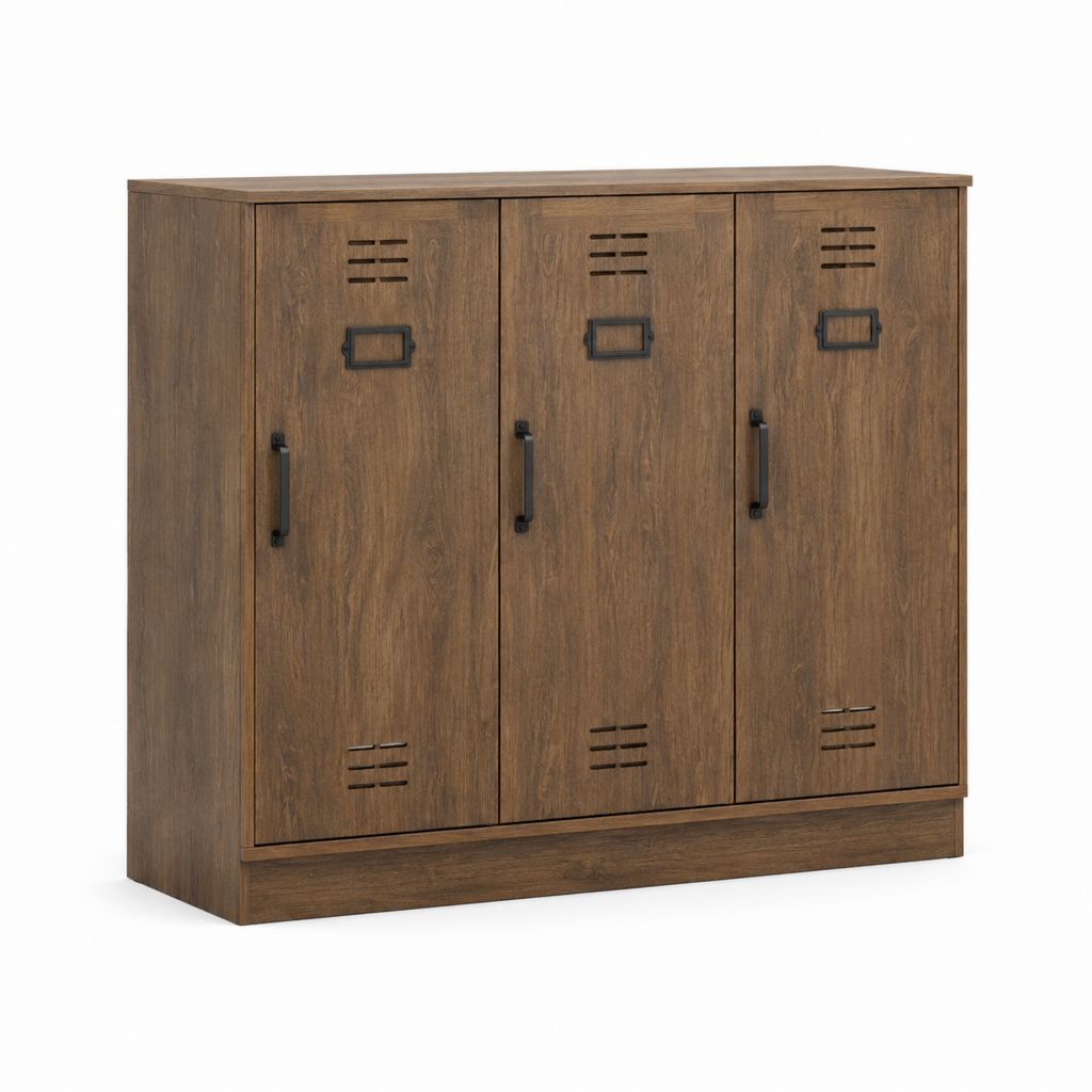 Sideboard mit 3 Türen Braun Spanplatte Stahl rechteckig 120 x 40 x 100 cm