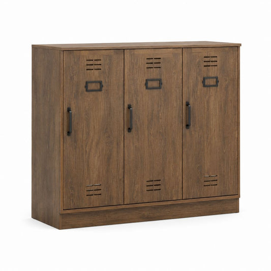 Sideboard mit 3 Türen Braun Spanplatte Stahl rechteckig 120 x 40 x 100 cm