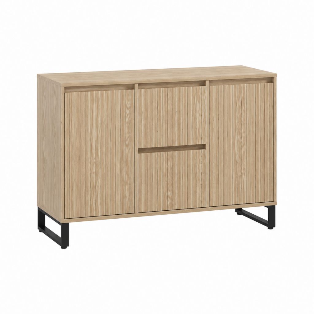 Sideboard 3 Türen Eicheoptik Spanplatte Rechteckig 120 x 40 x 80 cm