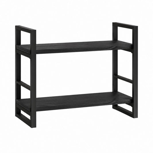 Bücherregal Schwarz Stahl und MDF rechteckig 80 x 30 x 75 cm mit 2 Ablagen