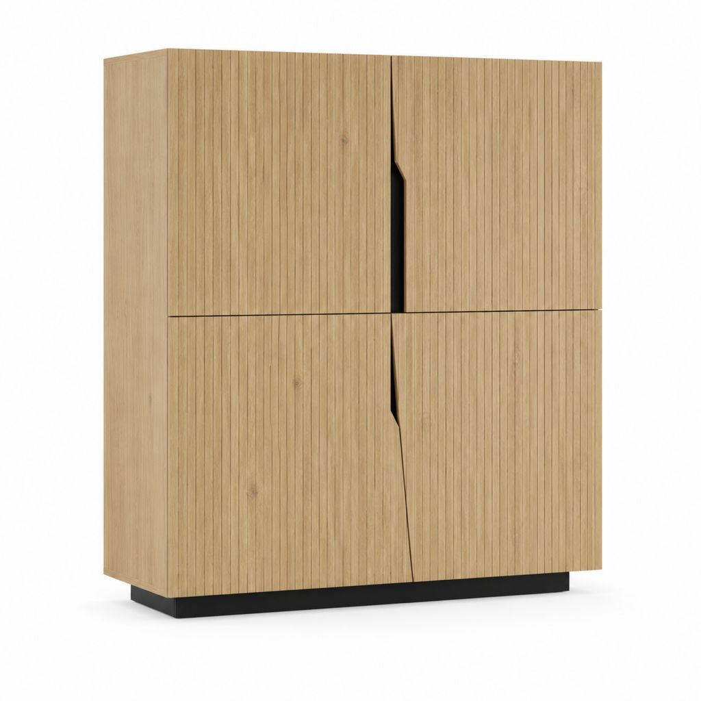 Highboard mit 4 Türen Eichenoptik Schwarz 100 x 40 x 120 cm