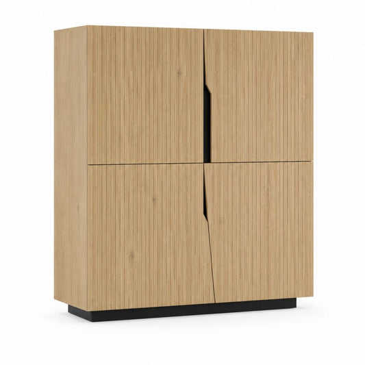 Highboard mit 4 Türen Eichenoptik Schwarz 100 x 40 x 120 cm