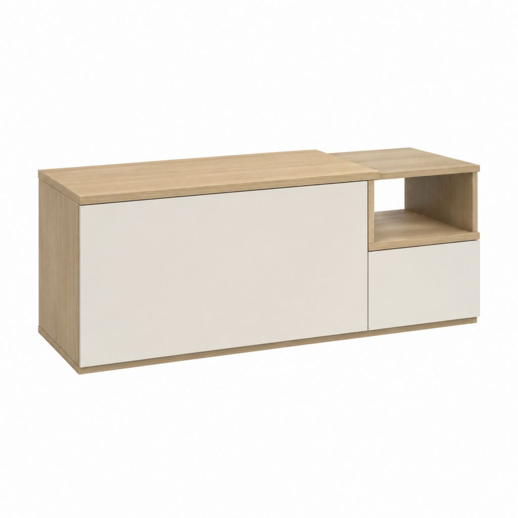 Sideboard mit 2 Türen und offenem Fach Eiche Sonoma Weiß Spanplatte rechteckig 120 x 40 x 50 cm