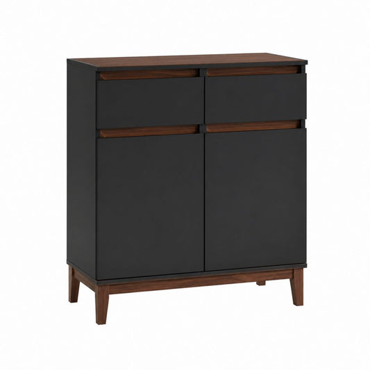 Sideboard mit 2 Türen und 2 Schubladen Schwarz Walnuss MDF rechteckig 80 x 40 x 90 cm