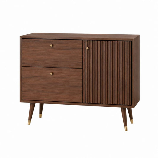 Sideboard mit 2 Schubladen und Tür Walnussbraun MDF mit Walnussfurnier rechteckig 120 x 40 x 90 cm