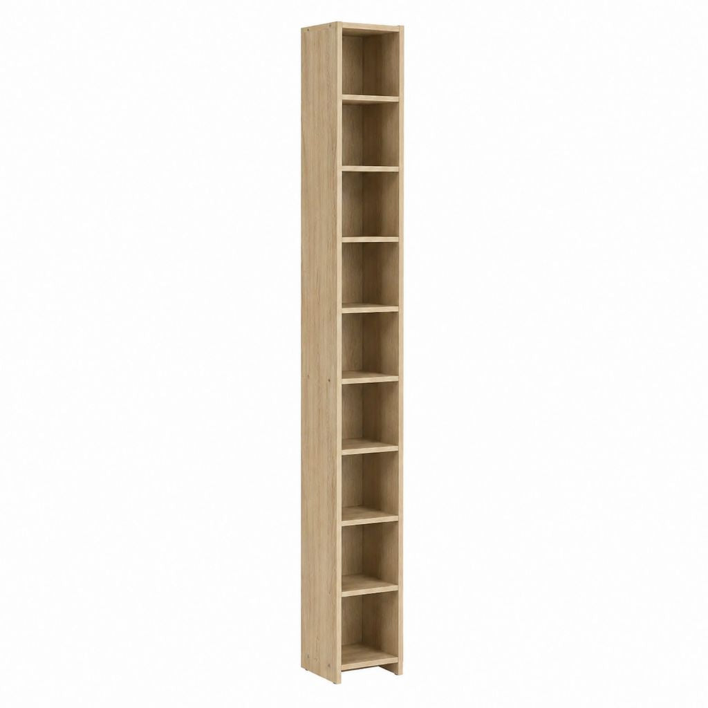 Bücherregal Eiche Spanplatte rechteckig 180 x 30 x 24 cm mit 9 offenen Fächern